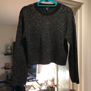 Rag & Bone Shiny Holiday(or not) Black/Silver crop sweater